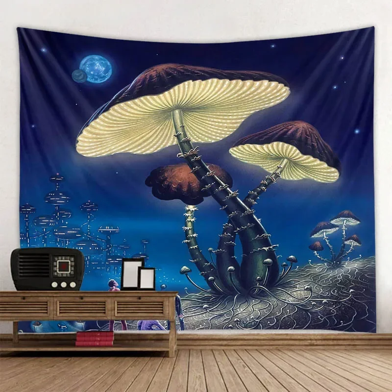 Psychedelic Mushroom Tapestry Bohemian Room Wall Decoration Aesthetics Wall Mount Mandala Hippie Yoga Mat Big Beach Towel