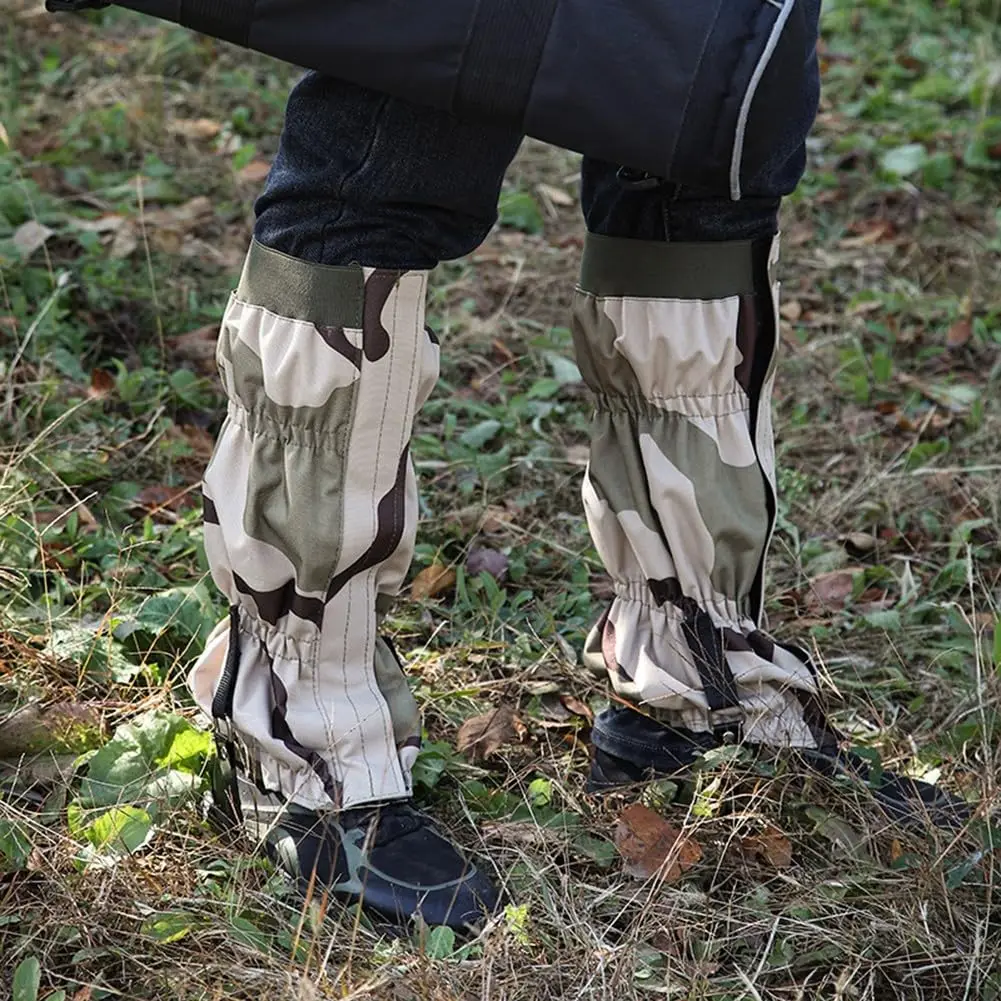Tactical Waterproof Leg Gaiters 600D Oxford Cloth Anti-Scratch Guards Adjustable Snow Cover for Mountaineering Climbing Hiking