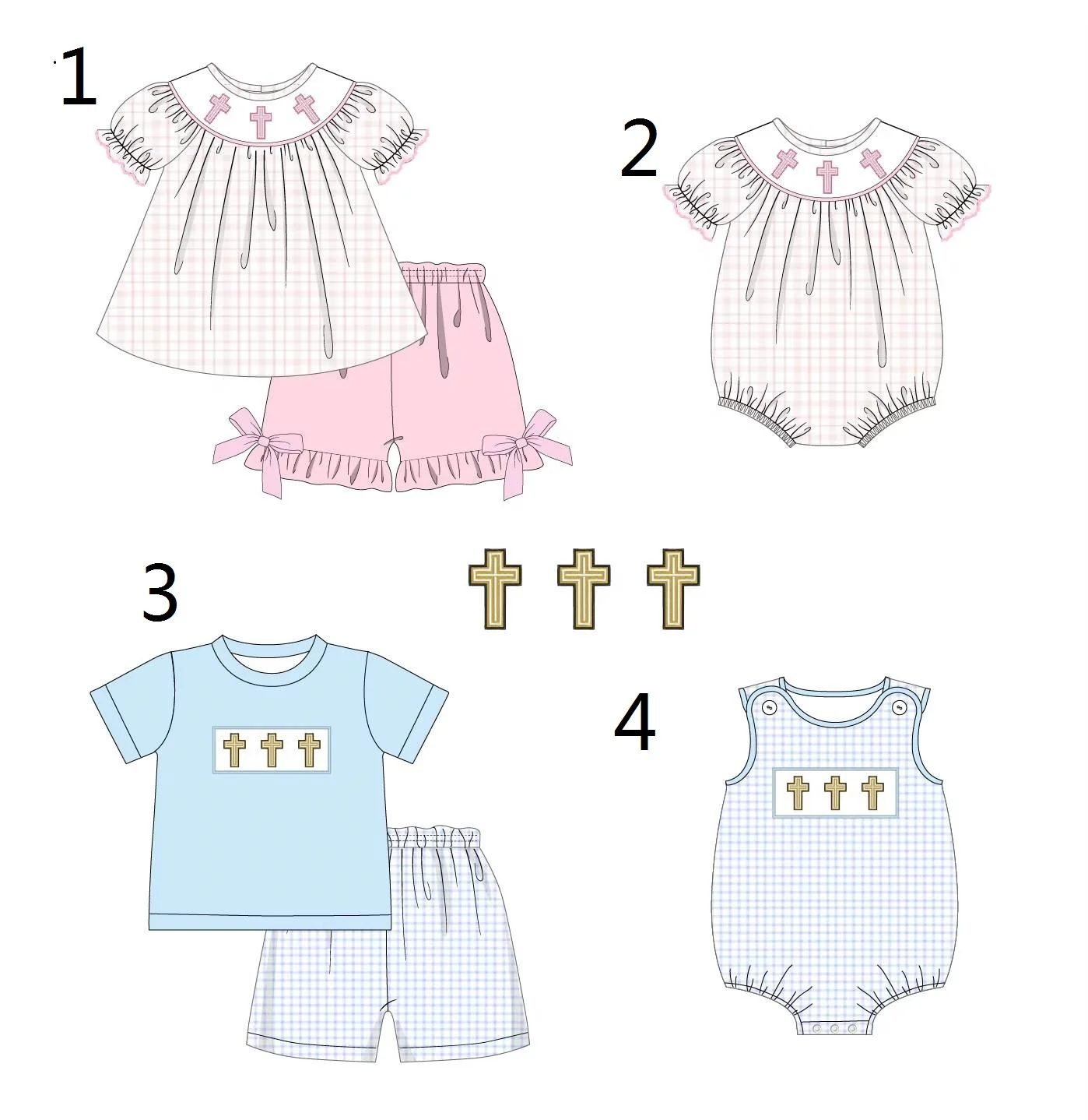 Easter Printed Short-sleeved Shorts For Boys And Girls Milk Silk Boutique Suits And Jumpsuits Wholesale And Retail