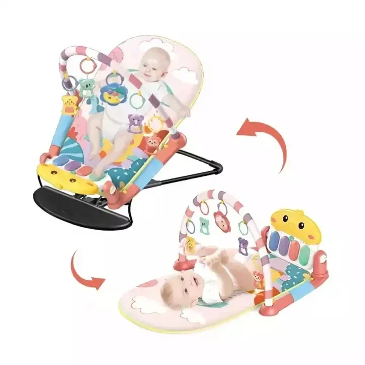 Baby Rocking Chair 2 In 1 Baby Mat Children Toys Multifunctional New Born Gym Mat Play Pedal Piano Cradle For Baby Boy Toy