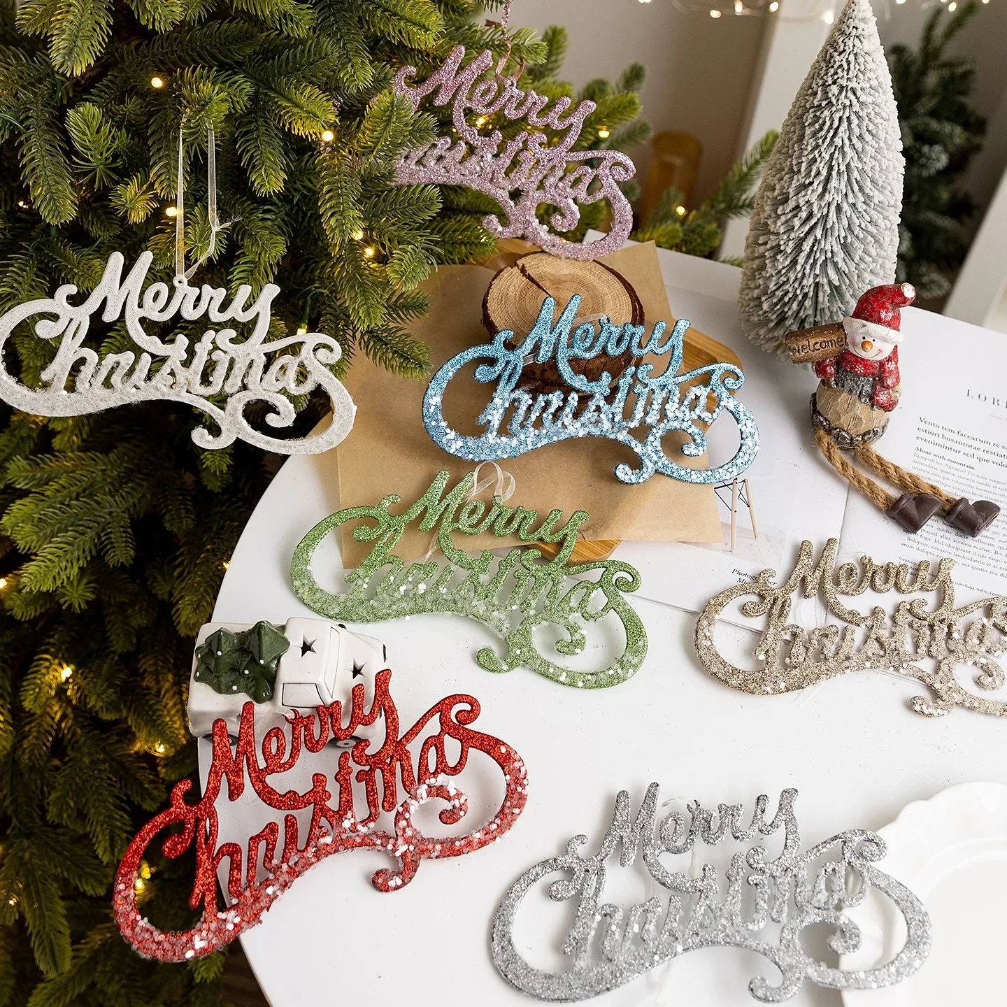 

Colorful Merry Christmas Letter Hanging Sign Xmas Tree Hanger Noel Ornaments Feliz Navidad Pendants Happy New Year 2026