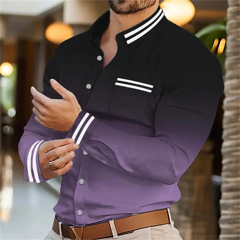 2025 外国貿易メンズジャカードパッチワークカラフルなカジュアル長袖シャツ新しいメンズカジュアルカラーシャツ