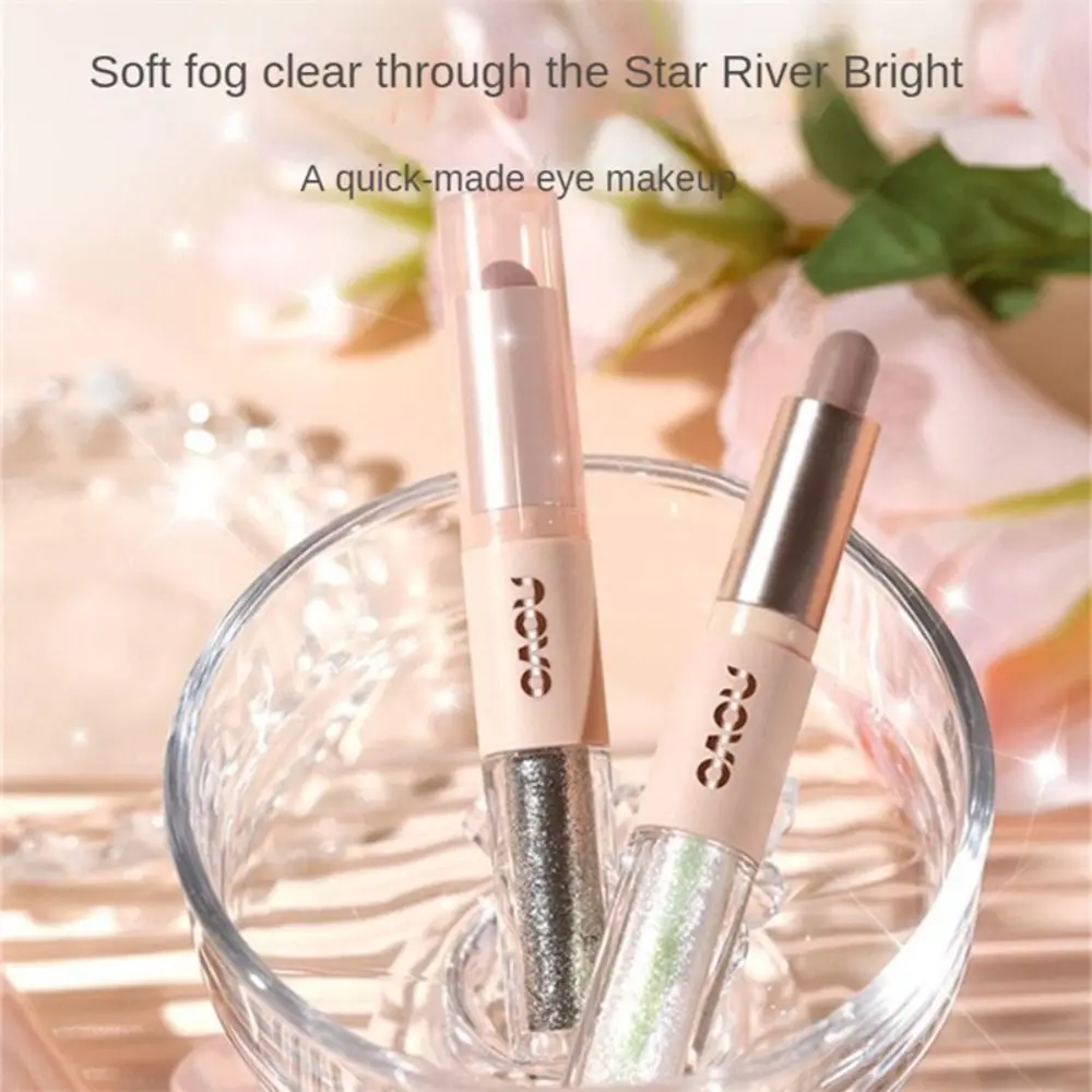 Matte&Pearlescent Combination Double-headed Eyeshadow Stick High Pigment Waterproof 2 in1 Diamond Liquid Eyeshadow Glitter Shiny