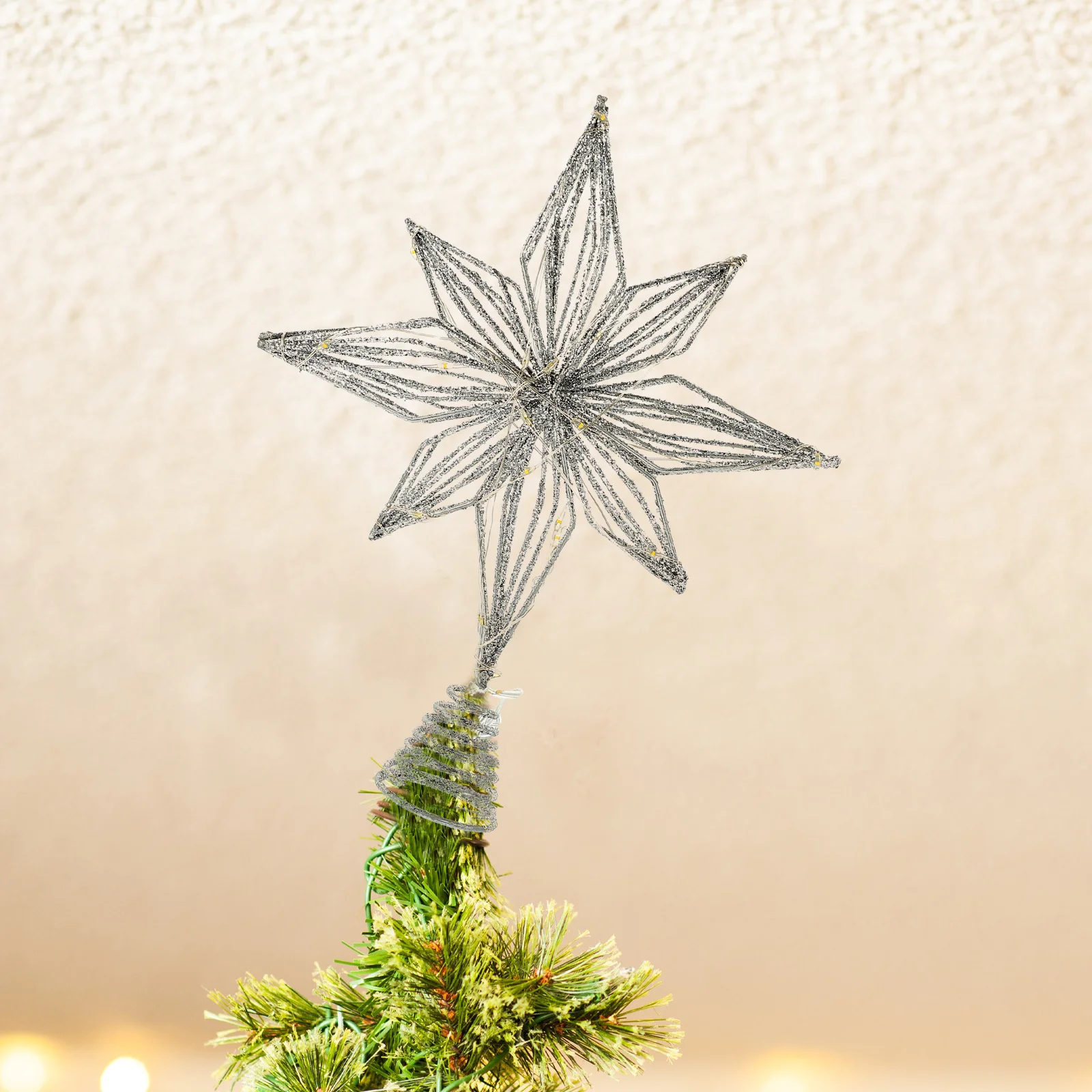 

Lighted Christmas Tree Topper Glowing Star Decor Large Size Universal Color Xmas Tree Decoration Holiday Home Ornament