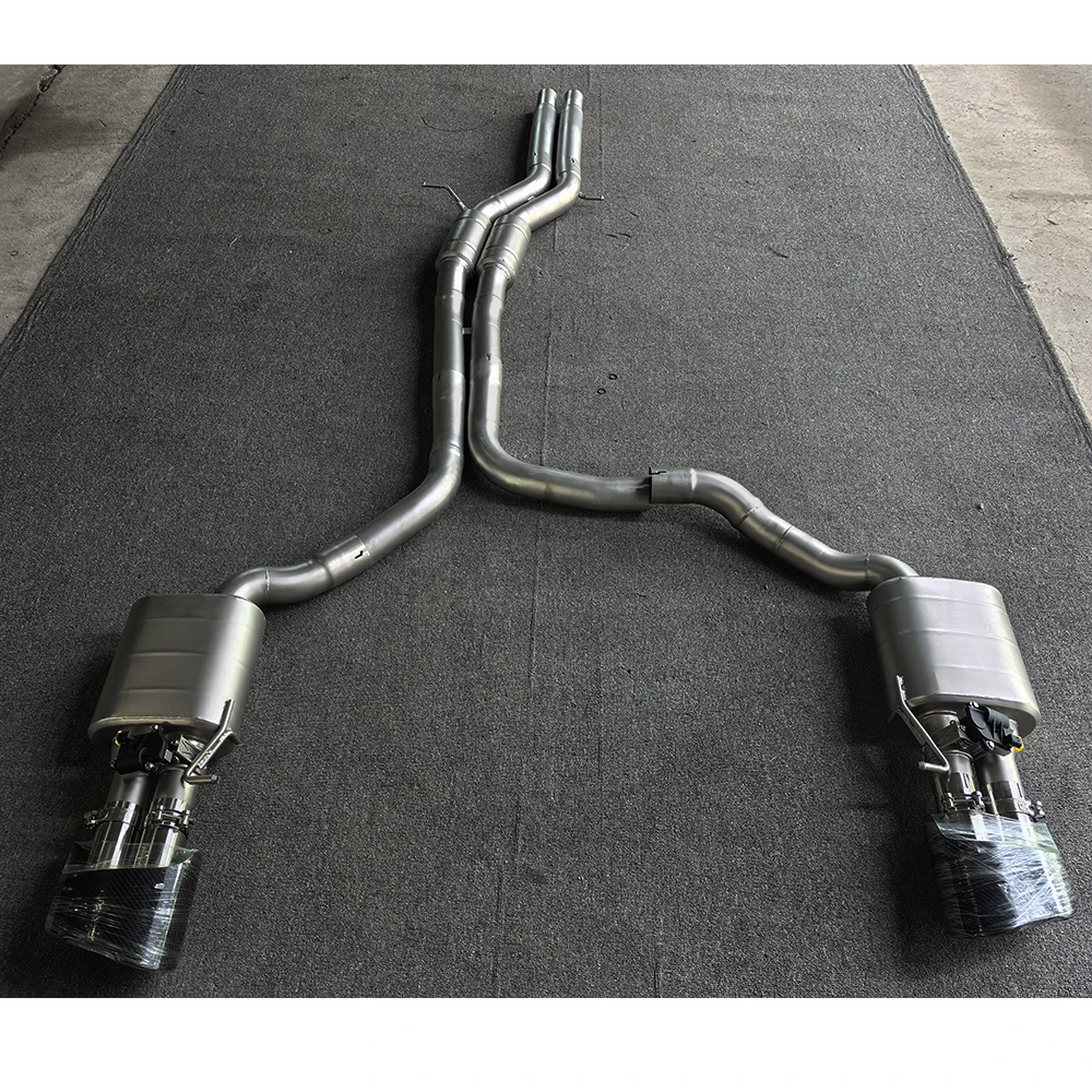 Exhaust System for RS6 RS7 C7 C8 4.0T  Ss304 Muffler Valved Sport Exhaust Catback Glossy Black Tips