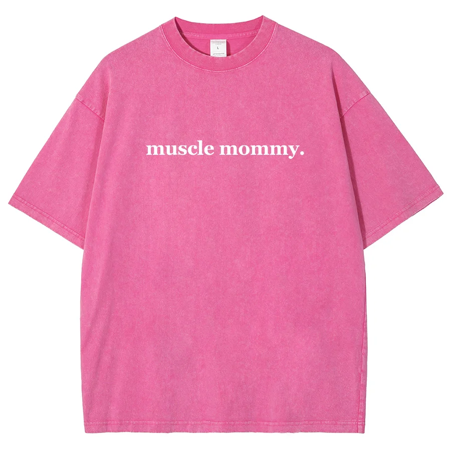 Muscle Letter Print T-Shirt Simple High Neutral Style Shoulder Oversize Fashion Trend 2024 Designer New Short Sleeves