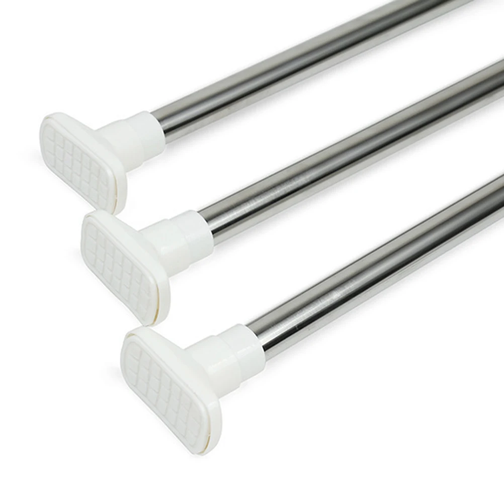 

Adjustable 2.2cm Thick Stainless Steel Clothes Rod Bath Rack Shower Curtain Holder 50-80cm Windproof Anti-Rust for Home
