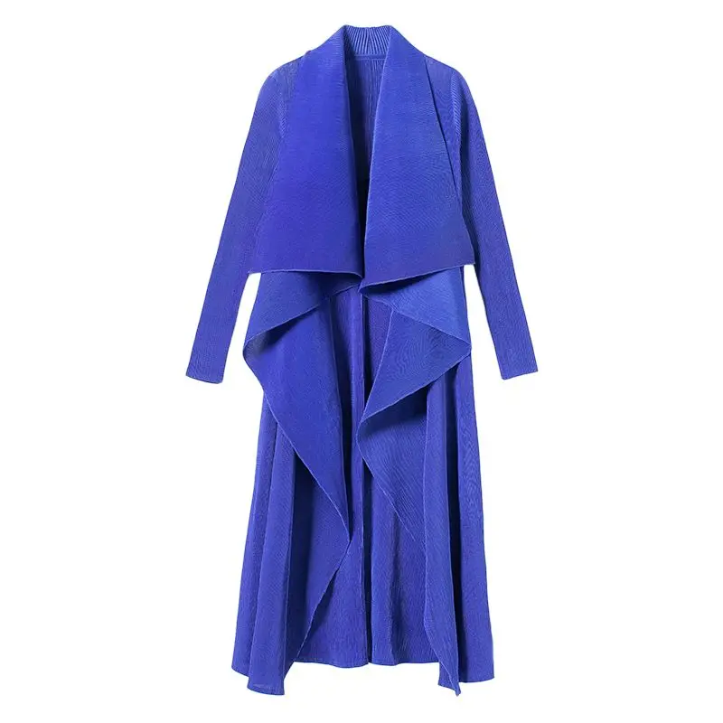 Pleated Autumn New Fashion Mid length Pleated Windbreaker Women's Cloak Loose Large Coat  winter clothes