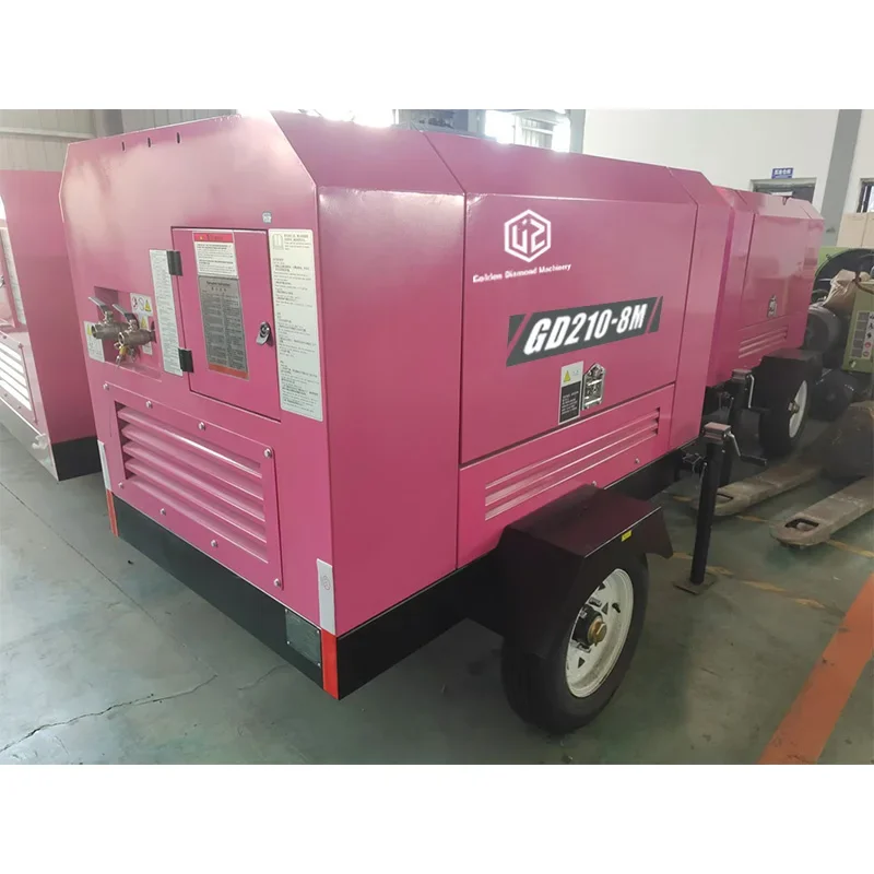 GD210-8M  210CFM  8bar  Mobile diesel engine screw air compressor 50hp