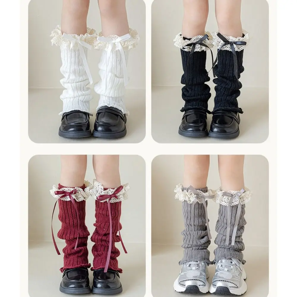 Kawaii مرونة عالية الدانتيل تدفئة الساق الدانتيل تقليم محبوك لوليتا نمط الجوارب الحلو نمط الأطفال جهاز تدفئة القدمين ملابس أطفال #2