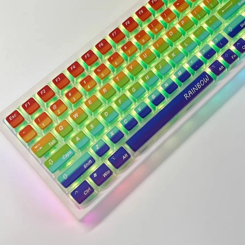 

126 Keys/set Rainbow Lovestruck Starry Sky Keycaps PBT 4 Sides Backlit Key Caps Keycap For MX Switch Keyboard 64 68 96 980