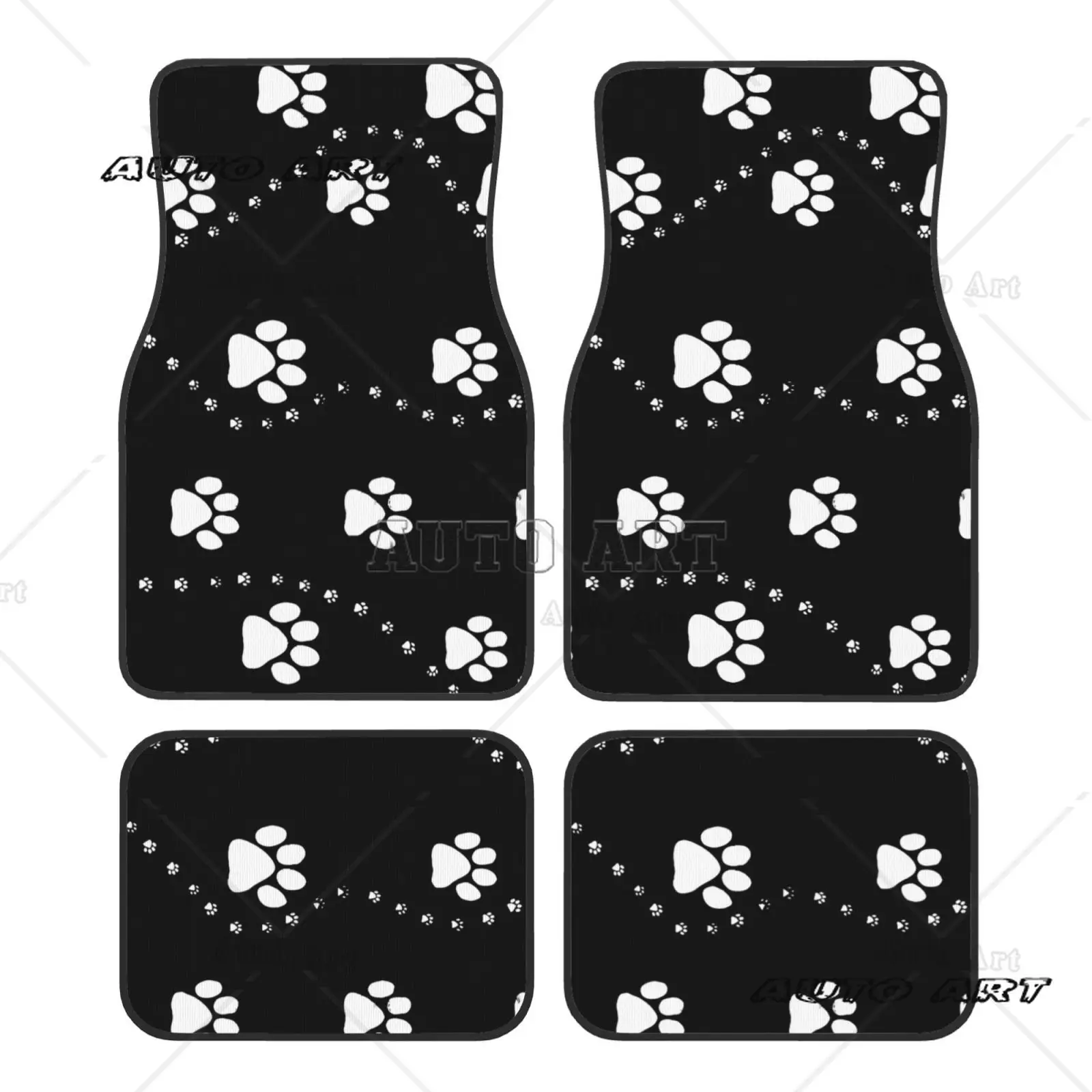 Animal Paw Print Pattern Car Floor Mat Front and Rear Carpet 4 Pieces Animal Print Suitable for All Car Floor Mats