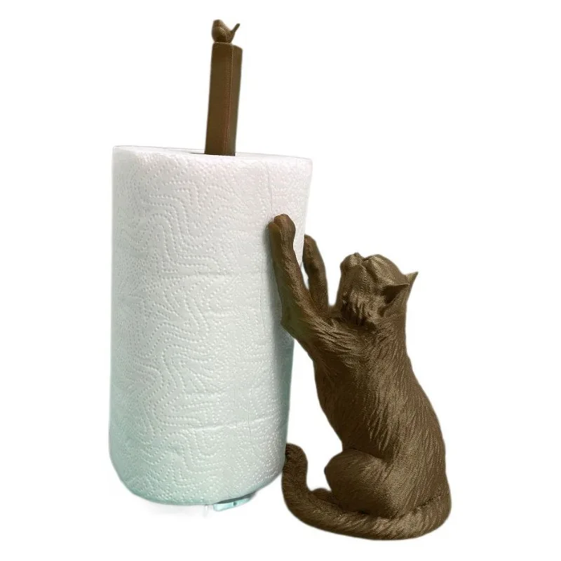 Cute Cat Paper Tube Ornament, Simulation Small Animal Statue, Christmas Desktop Decor, Creative Holiday Gift Craft