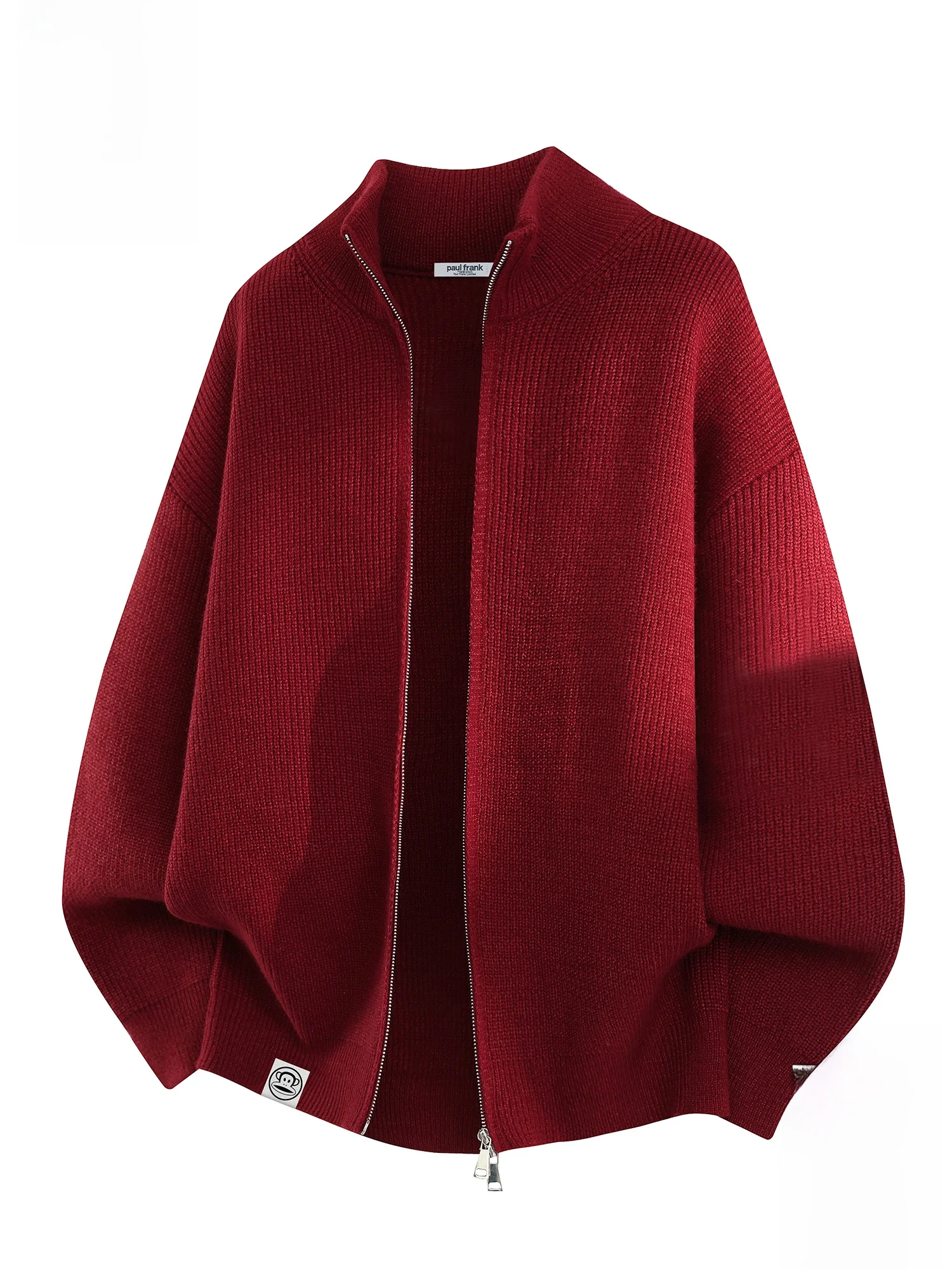 

Мужской вязаный кардиган Paul Frank с головой обезьяны, красный, с воротником-стойкой, свободного кроя, весенняя новинка, повседневный трикотаж