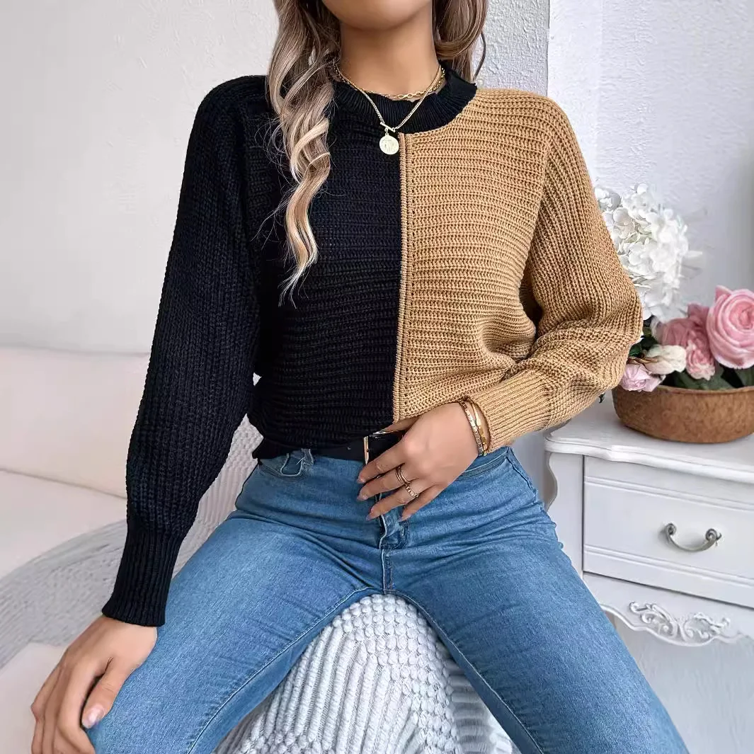 Lässige lose gestrickte Pullover Pullover für Winter Damen Tops neue O-Ausschnitt voller Schulter Ärmel Pullover für Frauen Tops