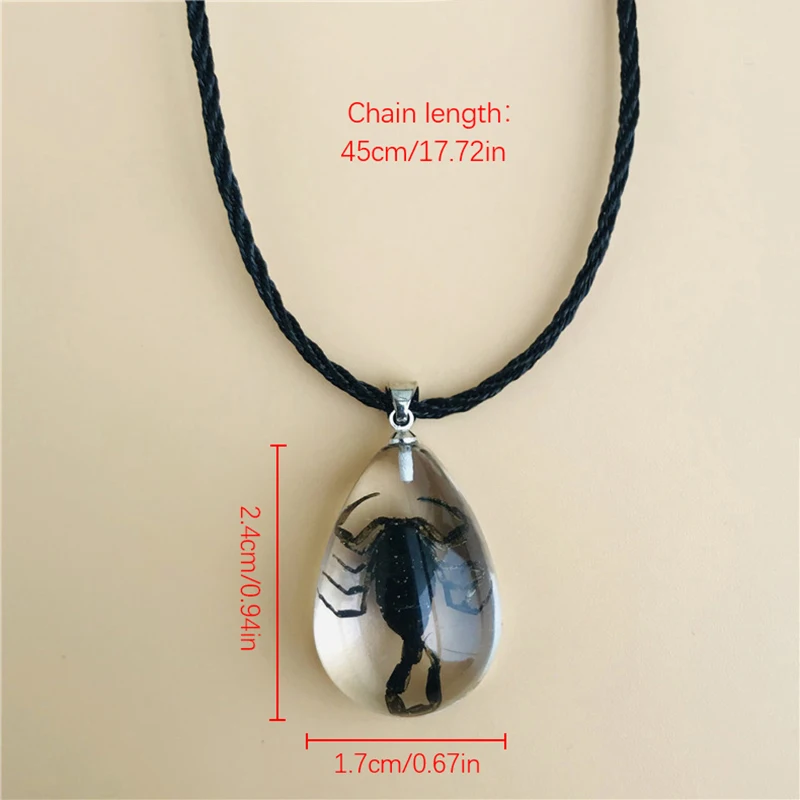 Gothic Resin Scorpion Pendant Necklace For Women Fashion Insect Specimen Vintage Necklace Aesthetic Jewelry