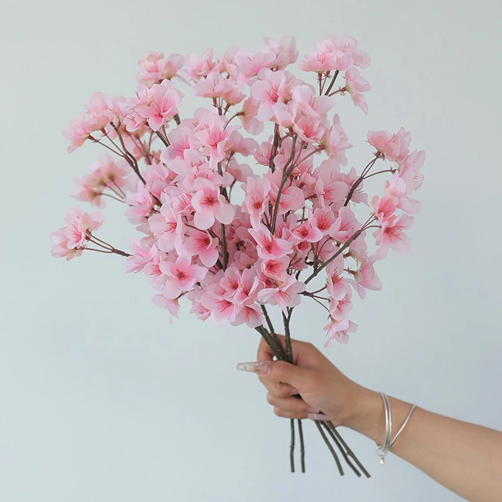 Single Branch 3 Fork Simulated Peach Artificial Flower Spring Decoration Fake Plants Photography Backdrop Yard Garden Decors