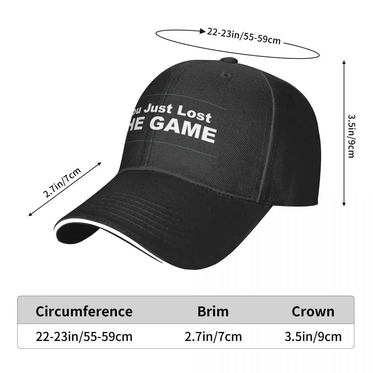 You Lost The Game Baseball Cap funny hat black Custom Cap Designer Hat Men's Caps Women's image 6