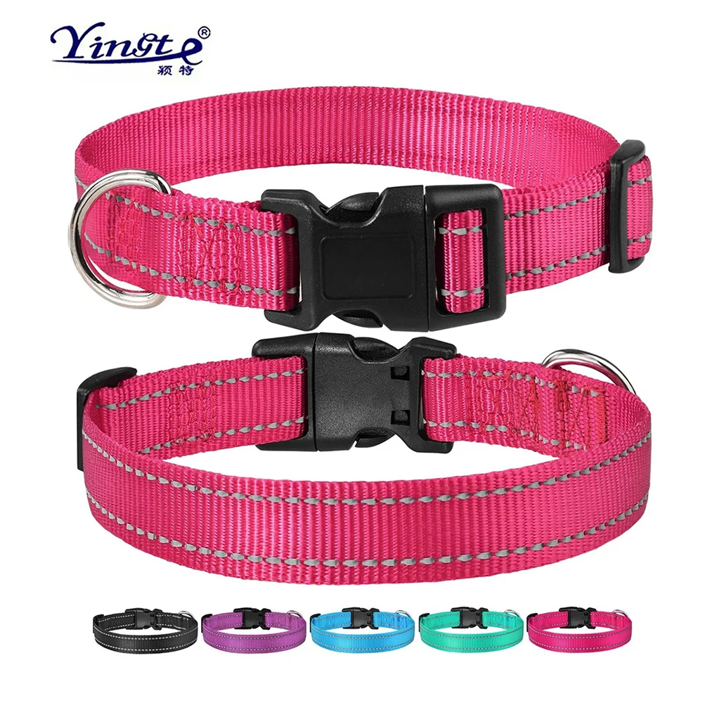 

Reflective Dog Collar With Buckle Adjustable Safety Nylon Collars With Safety Buckle Soft Breathable And Comfortable Pet Collar