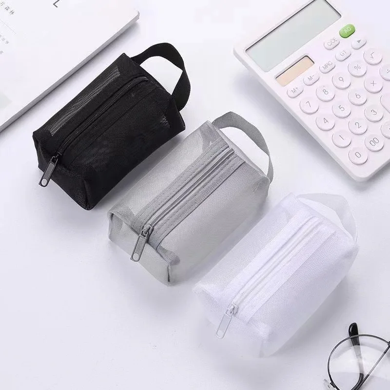 Portable Square Mesh Makeup Bag Storage Pouch Breathable Women\'S Cosmetic Bag Key Organizer Toiletry Travel Pouch