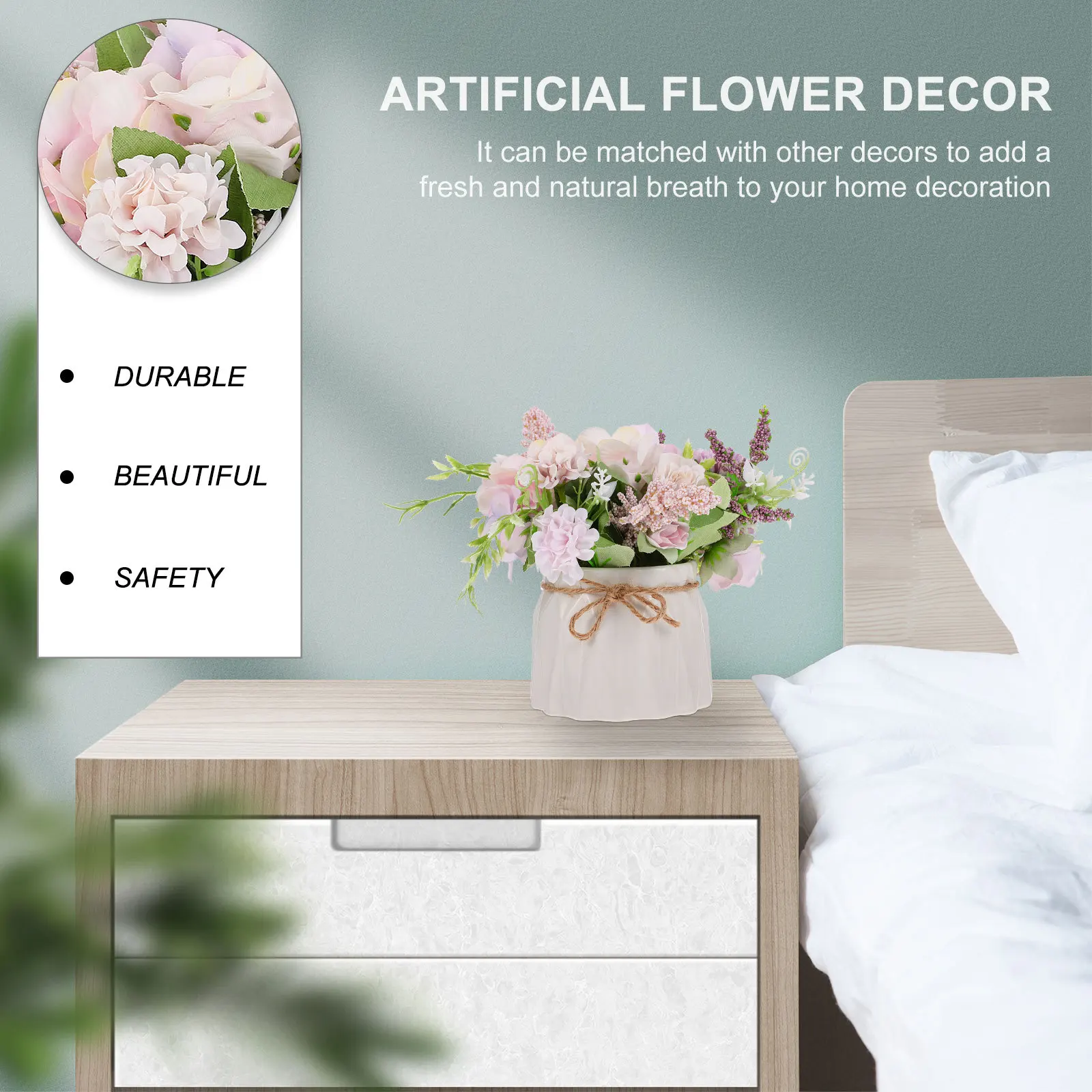 

1Pcs Ceramic Flowerpot Faux Bonsai Artificial Flower Decor Simulation Plant for Office Home Hotel Decoration Artificial Bonsai