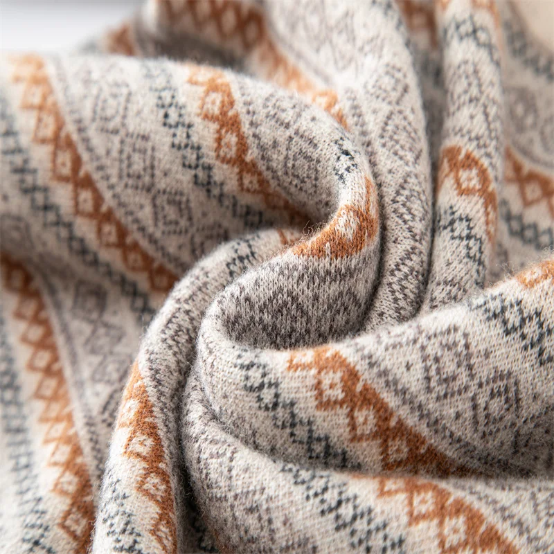 Джемпер высшего качества из 100% чистой кашемировой шерсти, 2025 г., мужской зимний модный толстый свитер в полоску с длинными рукавами, мужская теплая одежда из овечьей шерсти