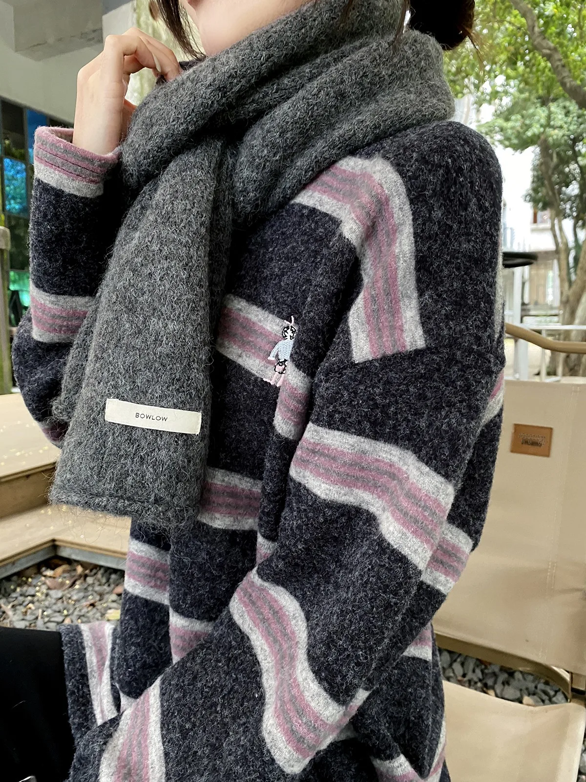 

Футболка FEELROOM с вышитым узором и полосками, свободного кроя, с длинными рукавами, осенне-зимняя, повседневная, универсальная, базовый слой, топ для женщин