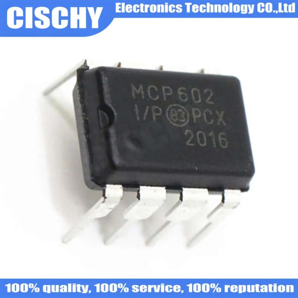 10PCS/lot MCP602-I/P DIP8 MCP602 DIP8 2.7V to 5.5V Single Supply CMOS Op Amps In Stock