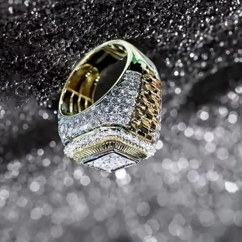 

New Hot Selling Wedding Rings For Men Inlay Zirconia Jewelry Hip hop Ring Wholesale Size 6-13