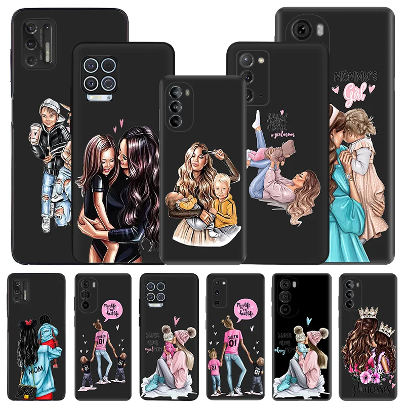 Soft Phone Cases For Moto G53 G73 G9 G50 G51 G60 G71 G22 G32 G52 G72 Edge40 20 30 Black Brown Hair Baby Mama Girl Matte Cover