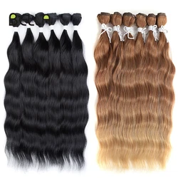 Bella Water Wave Hair Bundles Synthetic Hair Extensions Ombre Blonde Brown Cosplay Weave Hair Bundles 20 inch 6Pcs Fake Hair