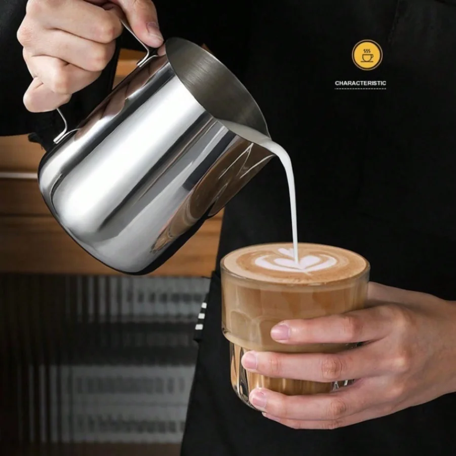 Stainless Steel Graduated Cup for Coffee Flower Art Design with Milk Foam Measuring Line, Different Capacities Available