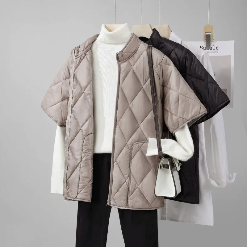 Women's Cotton Vest Svel Quilted Jaet Home Wear Thermal Oulder Pad Large Size Rhombus Pattern Cotton Clothes