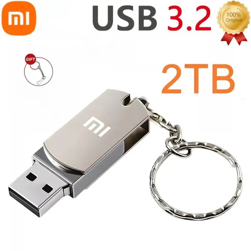 Xiaomi-Unidade Flash de Metal de Grande Capacidade, Armazenamento de Transferência de Alta Velocidade, Disco de Memória U Impermeável, Original, USB 3.2, 1TB, 2 TB