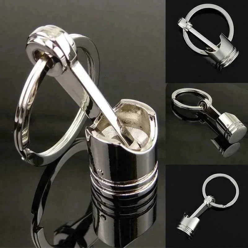 1-8pcs Car Engine Piston Style Keychain Key Ring Creative Metal Piston Model Keyring Key Pendant KeyChain decor Car Accessories