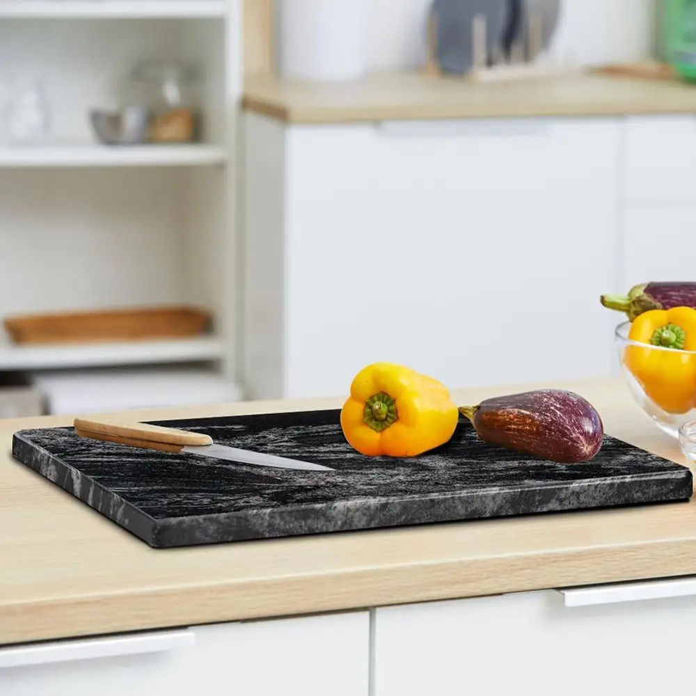 Placa de pastelaria de mármore preto durável de 12 x 20 polegadas, 0,7 polegadas de espessura, ideal para massa pesada e chocolate, pacote único