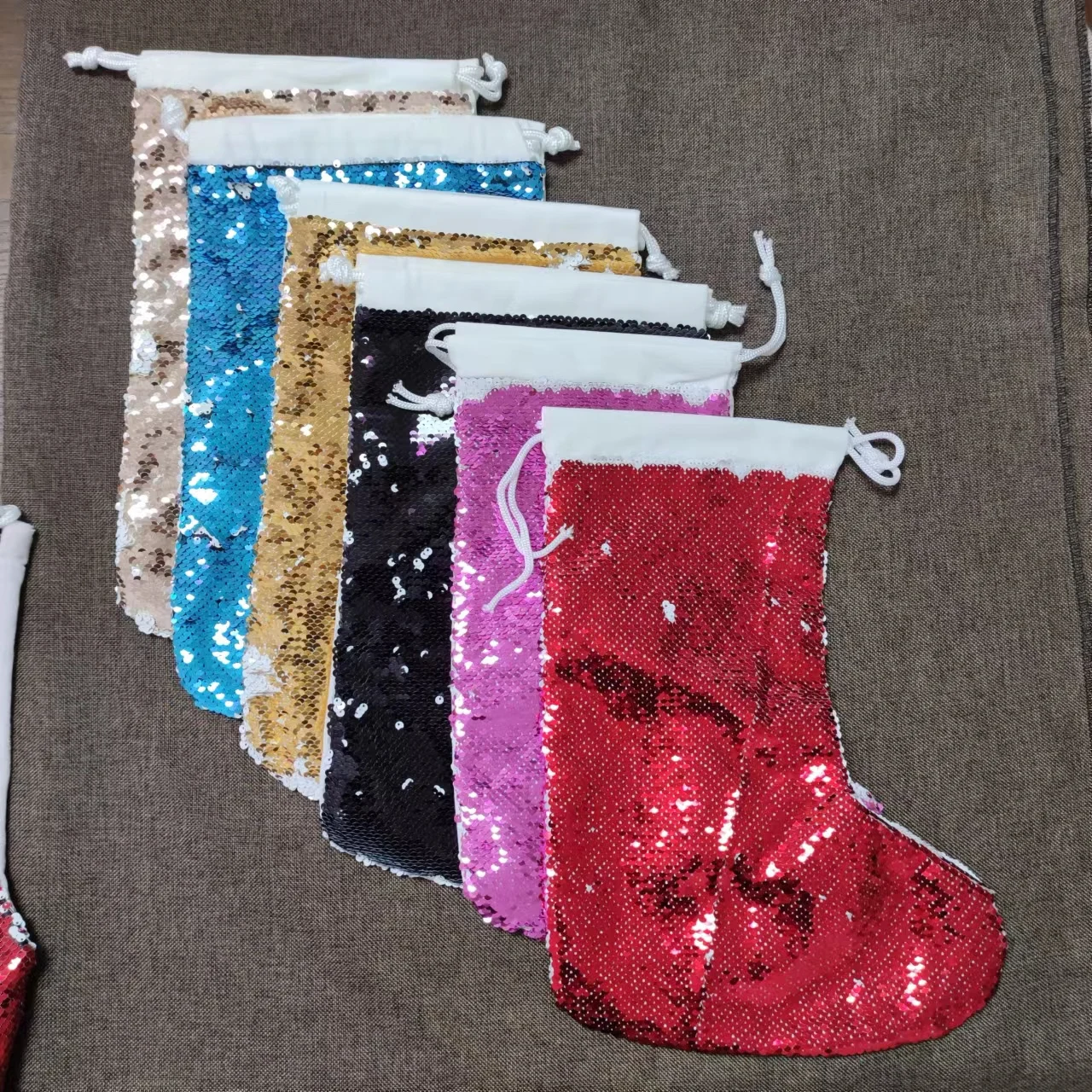 Clearance Sale !!! 6pcs/lot  Sublimation Blank Magical Sequins item Chirstmas Sock For Sublimation INK Print DIY Gifts