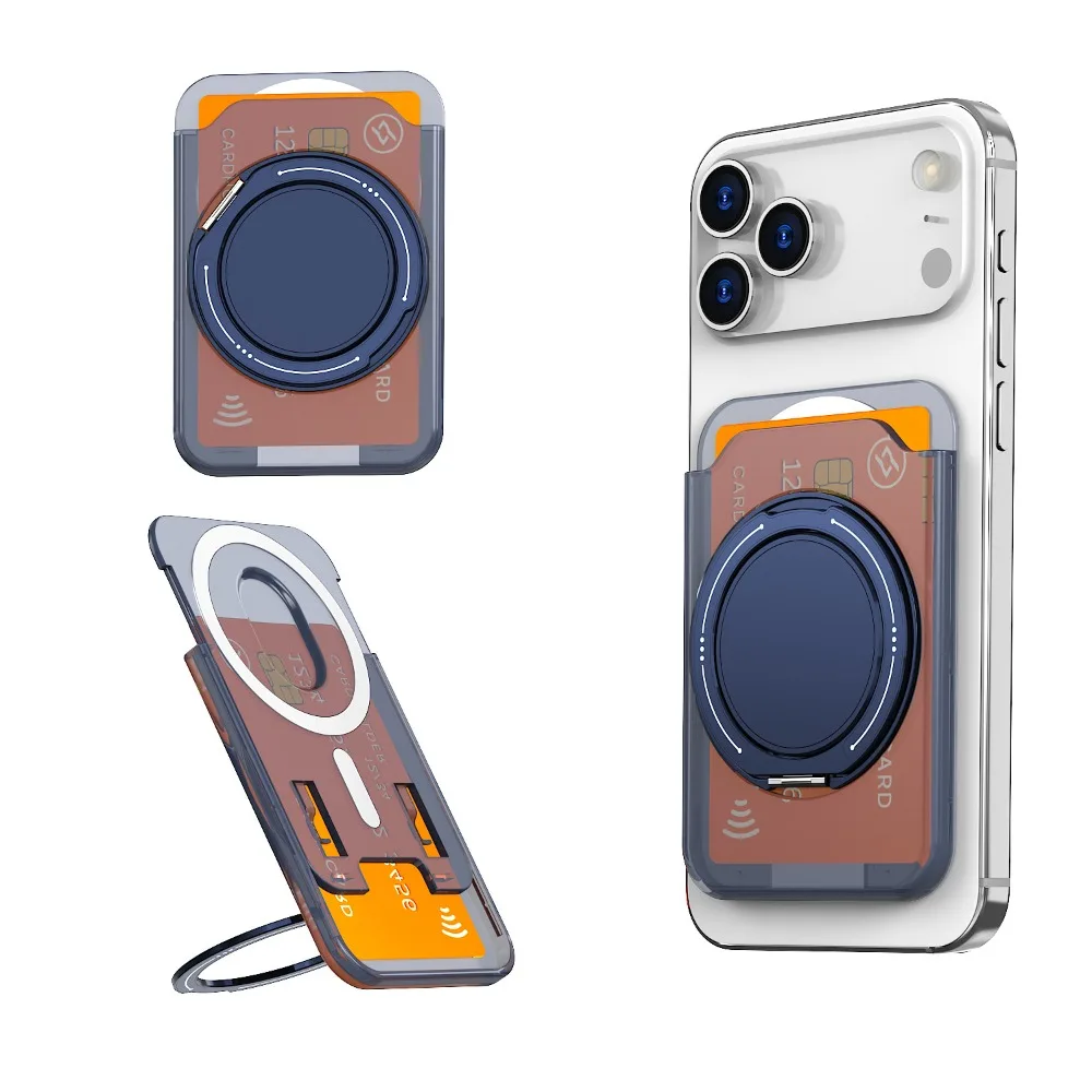 Magnetische kaarthouder portemonnee met 360 draaibare ringstandaard voor iPhone 17 Pro Max 16 15 Samsung S25 S26 Ultra Magsafe Case