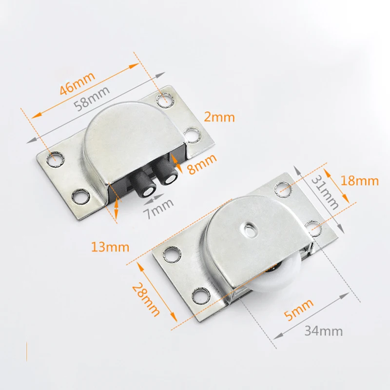 1 Set Stainless Steel Sliding Door Rollers Suspended Bedroom Wardrobe Door Furniture Accessories For Cabinet Shower Cabin
