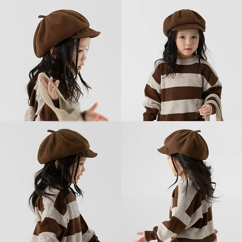 

Autumn Winter Hats for Baby Solid Color Boys Girls Beret Cap Casual Wool Kids Hat Fashion Children Painter Caps for Girl Boy