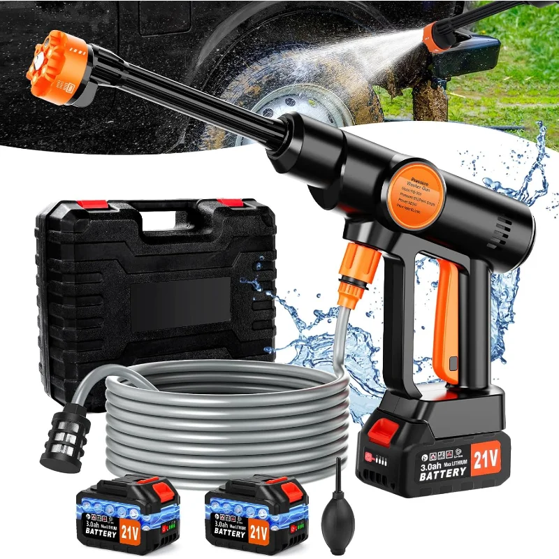 

6000mAh Battery Pressure Washer, Electric Power Washer Cordless, Portable Car Pressure Washer Handheld with 6-in-1 Nozz