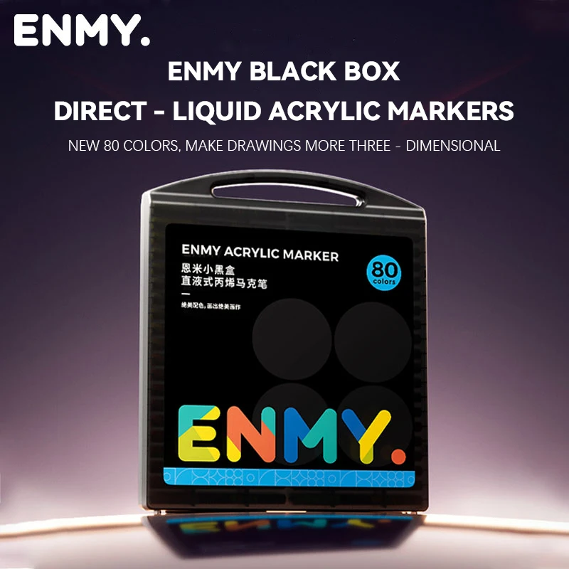 

enmy Black box Direct Liquid acrylic markers with paper 24-80 colors soft head colorful painting pen DIY Paint Marker