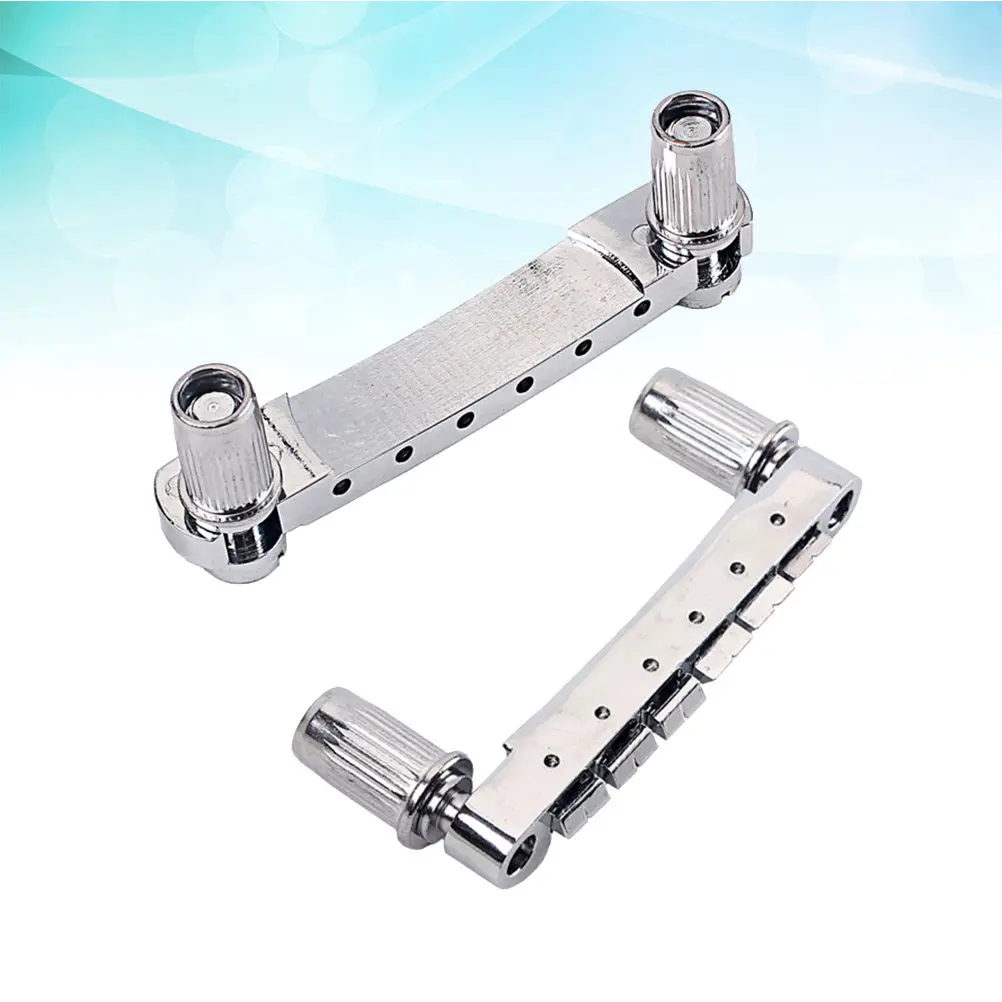 1Set Silver Metal Guitar Bridge Locking Bridge Tailpiece Set for Electric Guitar Adjustable Saddle Harmonics Roller