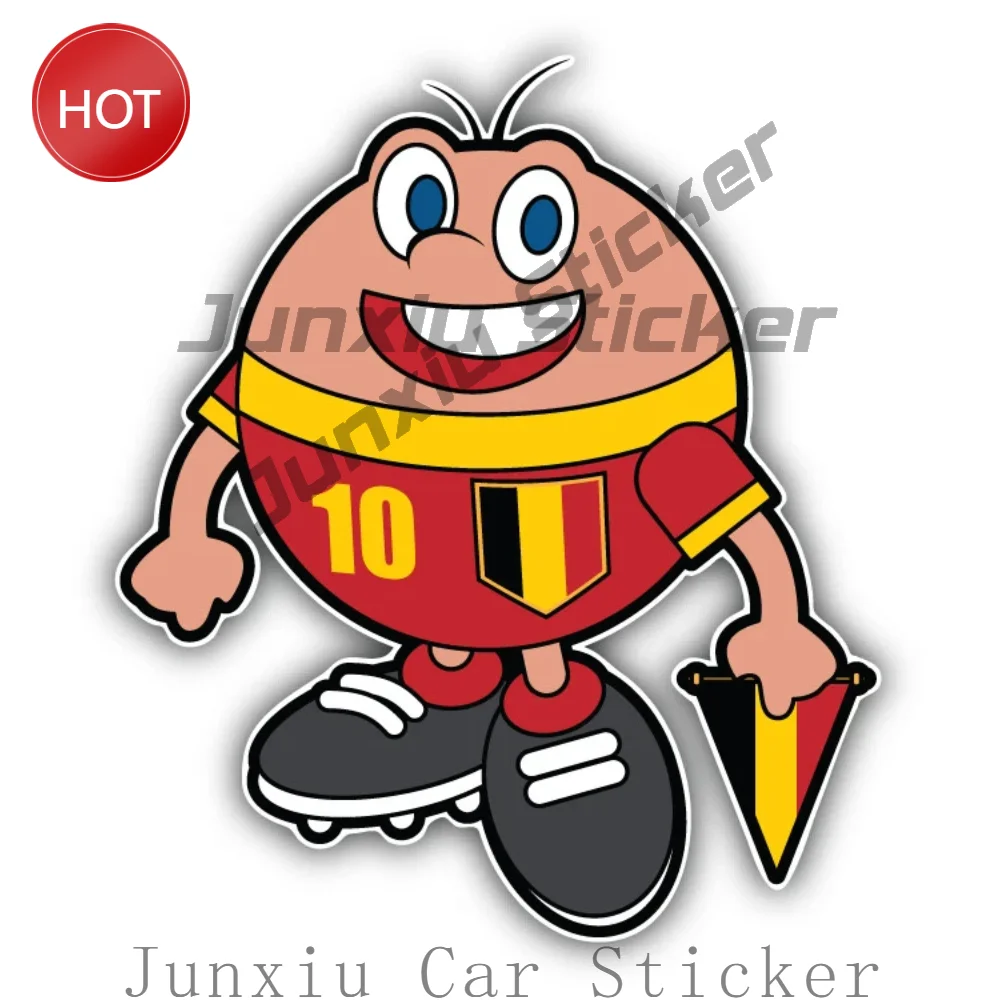 Cartoon Belgium Soccer Player Mascot Sticker Playful Design For Car Body And Rear Window Body Decor Decal Vehicle Accessories