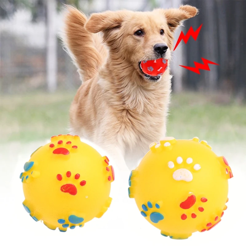 D0JA Rubber Ball Bone Footprint Cute Play Funny Balls Fetch Interactive Cat Kitten Dog Puppy Supplies Molar Chew Bite