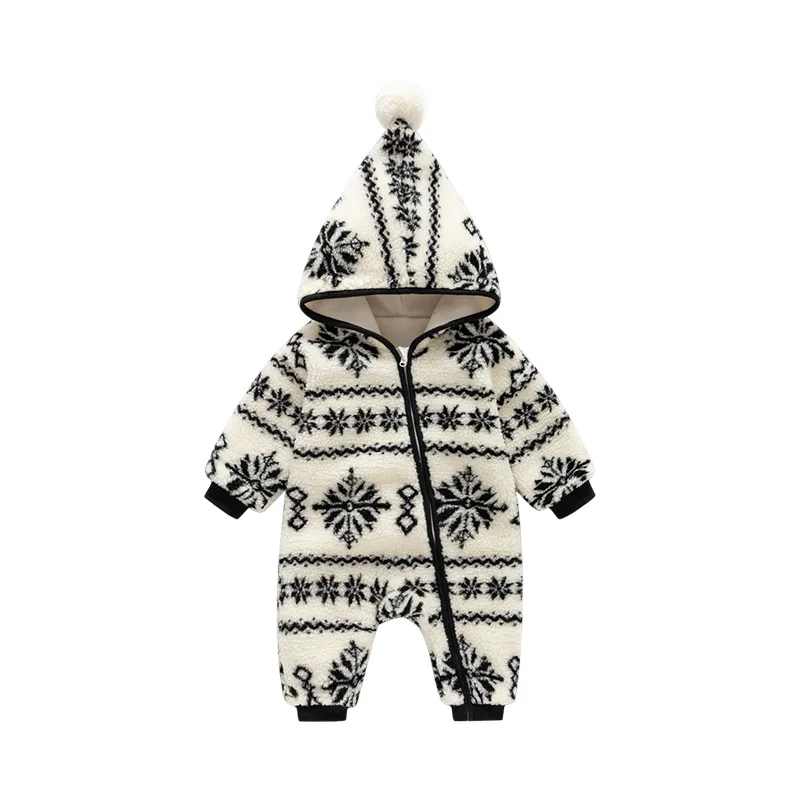 Autumn Winter Warm Toddler Kids Clothes Set Long Sleeve Hooded Jumpsuit For Infant Baby Cute Romper Homewear Casual Loungewear
