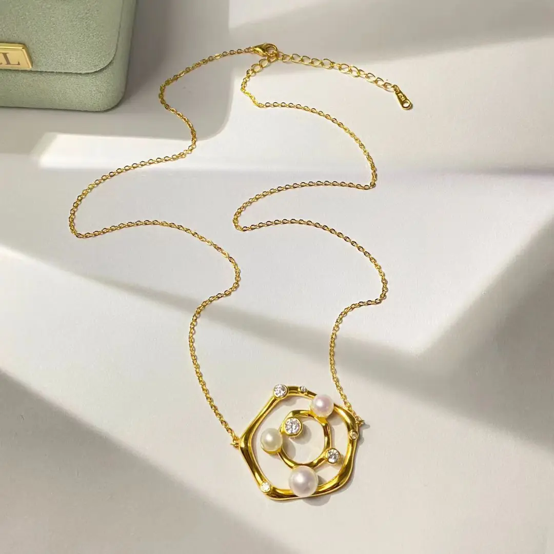 

Ожерелье из стерлингового серебра S925, фурнитура для ювелирных изделий, крепления, детали, крепления для 5-6 мм жемчуга, камней, 5 шт./лот