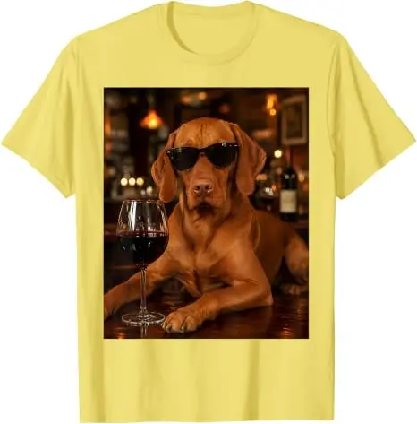 Vizsla trinkt Wein Sonnenbrille Lustiges Hunde-Meme T-Shirt Y2k Bar-Kunst Vizsla trinkt Wein Hund Grafik Ästhetische Kleidung Grafik – Detail 20