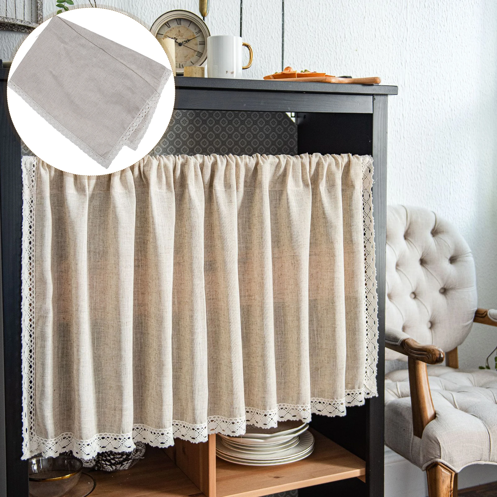 

1pcs Cotton Linen Short Curtains For Kitchen Cafe Farmhouse Window Valance Bedroom Bathroom Decor Sheer Curtain Macrame Valance