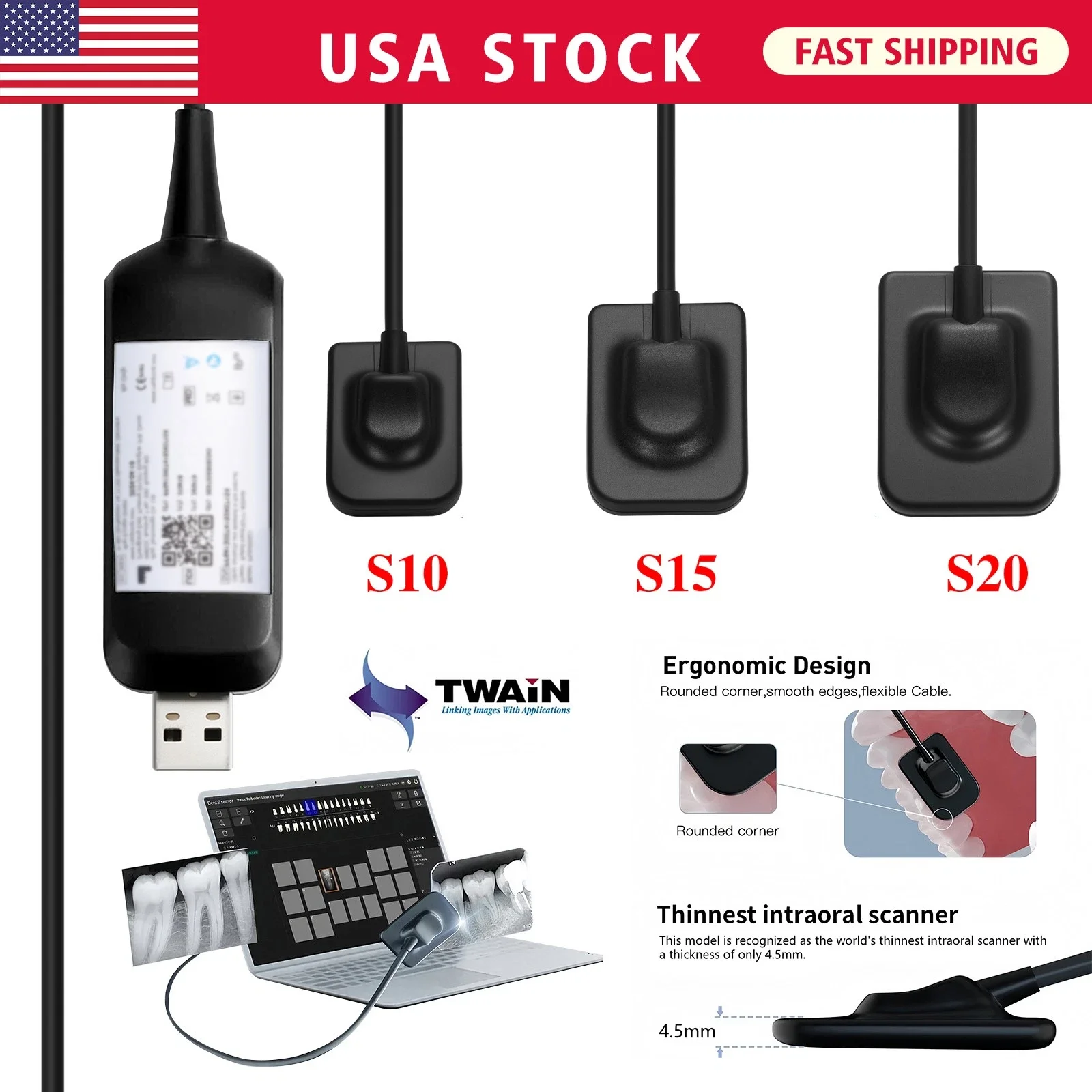 

Dental X Sensor ray Digital Sensor Rayos Digital Imaging System Sensor Fit TWAIN Drive Holder 1/1.5/2